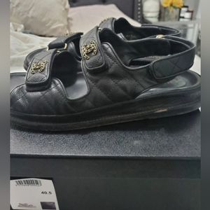 Chanel Dad Sandals Black Caviar 40.5